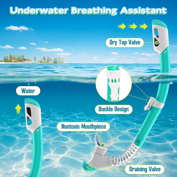 Snorkeling Gear for Kids, Kids Snorkel Set for Ages 3-14, Anti-Fog Diving Mask and Dry Top Snorkel Combo Set, Unisex Swimming Goggles