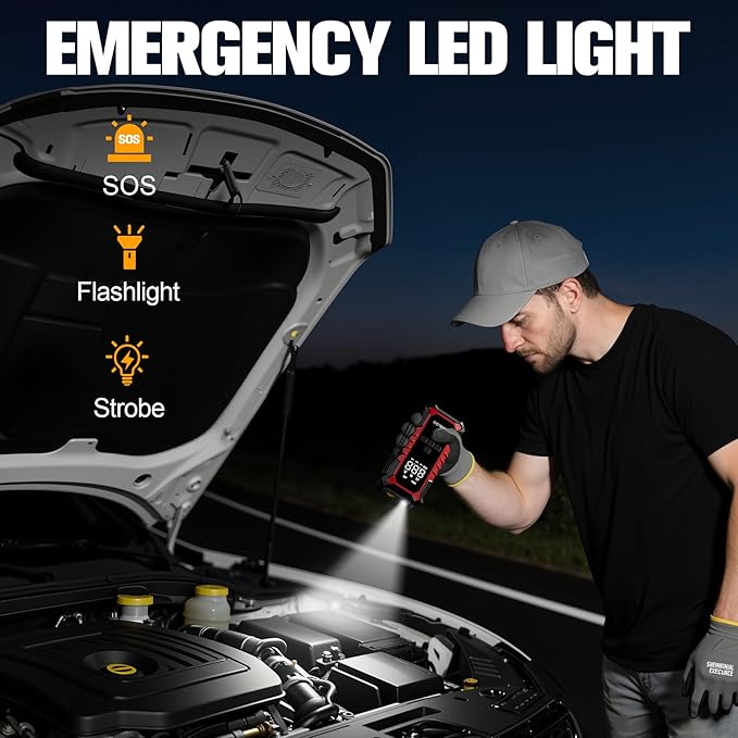 GOOLOO A6 Gear Tire Inflator Portable Air Compressor, 160 PSI Cordless Tire Inflator with Digital Pressure Gauge ＆LED Light, Air Pump for Car Tires, Bike, Motorcycle, Balls