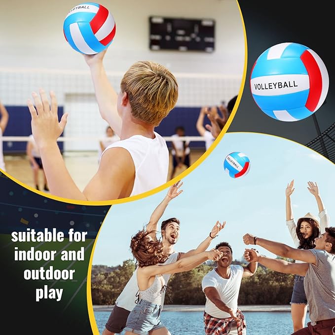 Jerify 4 Pcs Sport Balls Set Official Size Athletic Balls Include Soccer, Football, Basketball, Volleyball for Indoor Outdoor Game Teens Youth Adult Operation Christmas Ball Gifts