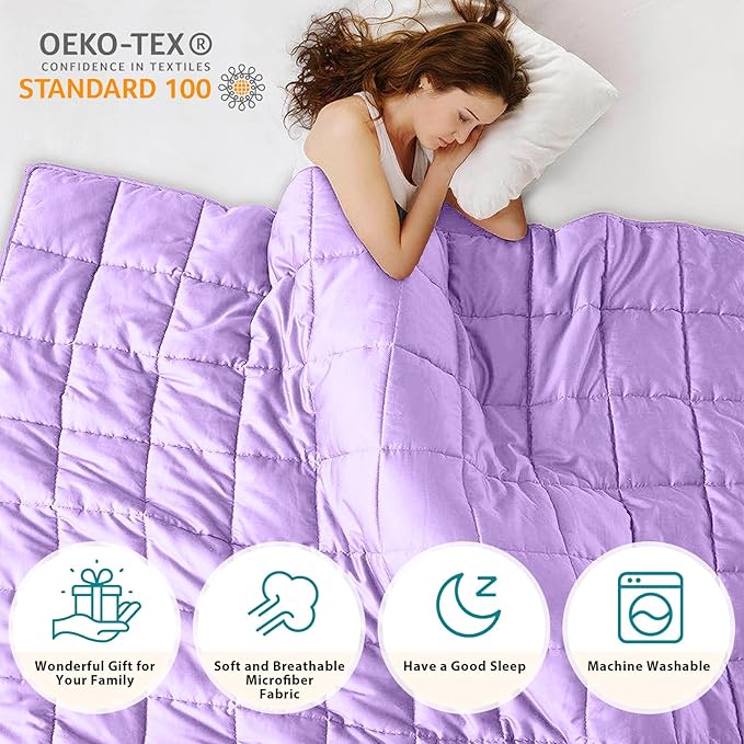 L'AGRATY Weighted Blanket - 60"x80", 20lbs Cooling Breathable Heavy Blanket with Glass Beads for Adult All-Season