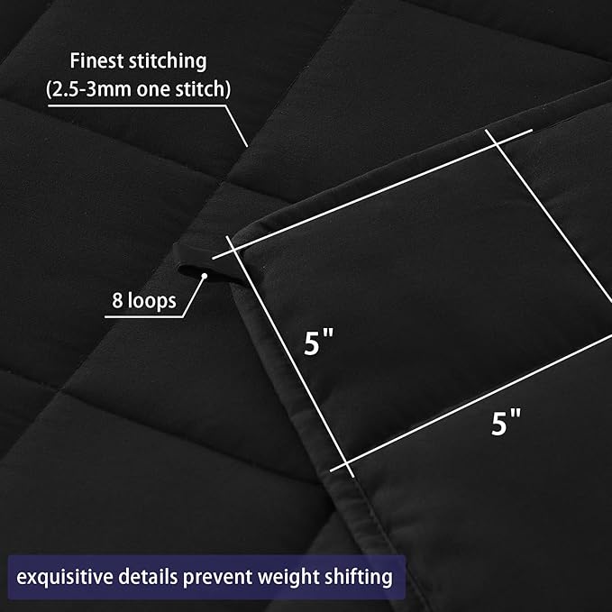 yescool Weighted Blanket for Adults (17 lbs, 60" x 80", Black) Cooling Heavy Blanket for Sleeping Perfect for 160-180 lbs, Queen Size Breathable Blanket with Premium Glass Bead, Machine Washable