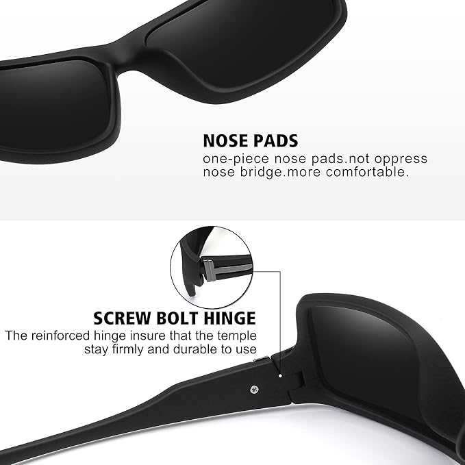 STORYCOAST Polarized Sports Sunglasses for Men Women Unbreakable Frame Cycling Fishing Driving