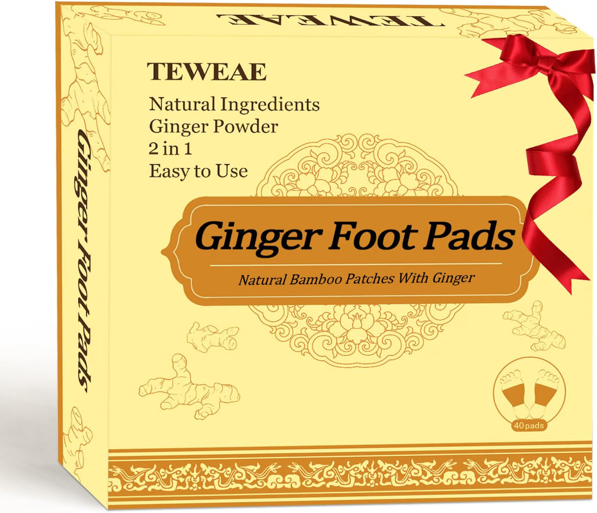 2 in 1 Foot Pads, 30 Pads Tear and Use Pure Ginger Bamboo Wormwood Foot Pads, Bigger Adhesive ''Stay in Place'' Goodnight Pads