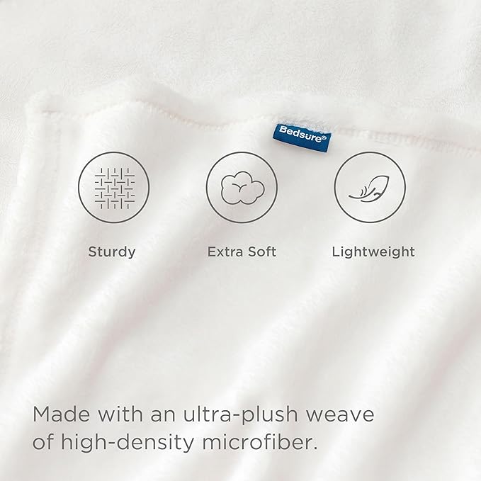 Bedsure White Fleece Throw Blanket - 300GSM Blankets for Couch, Sofa, Bed, Soft Lightweight Plush Cozy Throws for Toddlers, 50x60 inches