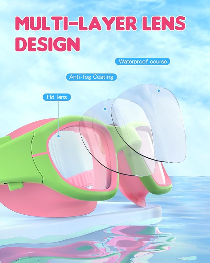 Kids Swim Goggles,Swimming Goggles for Kids 6-14, Anti-Fog UV Protection Pool Glasses for Boys Girls