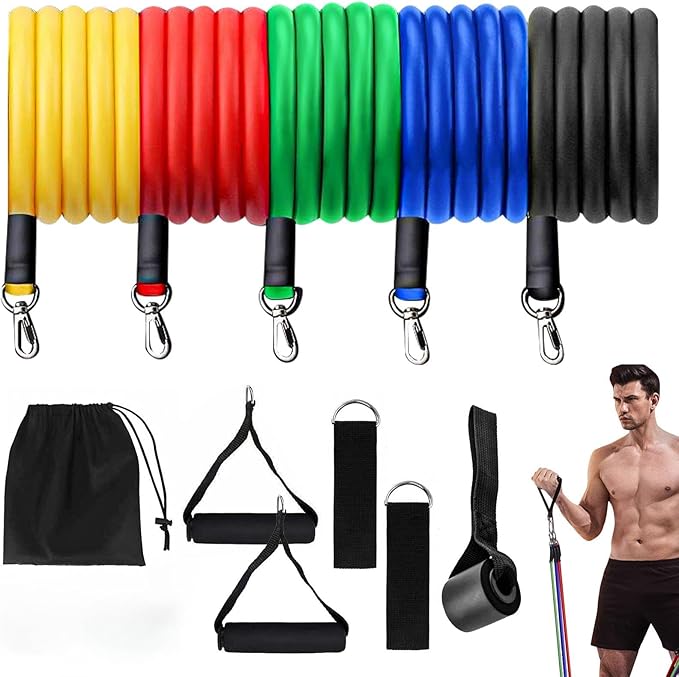 Resistance Bands, Resistance Band Set, Strength Training Fitness Bands, Exercise Bands for Men and Women, Resistance Bands with Handles, Door Anchor, for Shape Body and Home Workouts