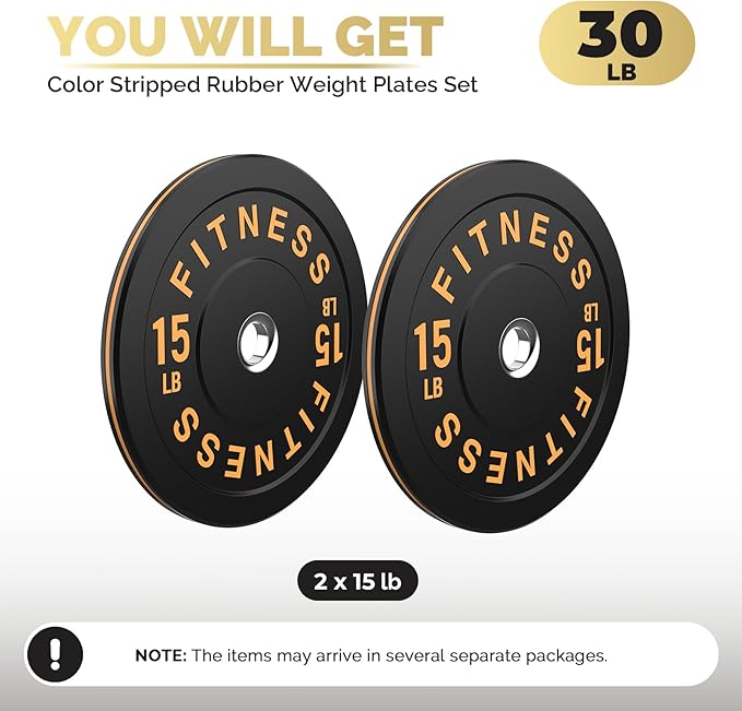 2 Inch Bumper Plates，10-500lbs，Barbell Rubber Olympic Weight Plates Set for Home Gym, Strength Training & Weight Lifting, Multiple Options Colors