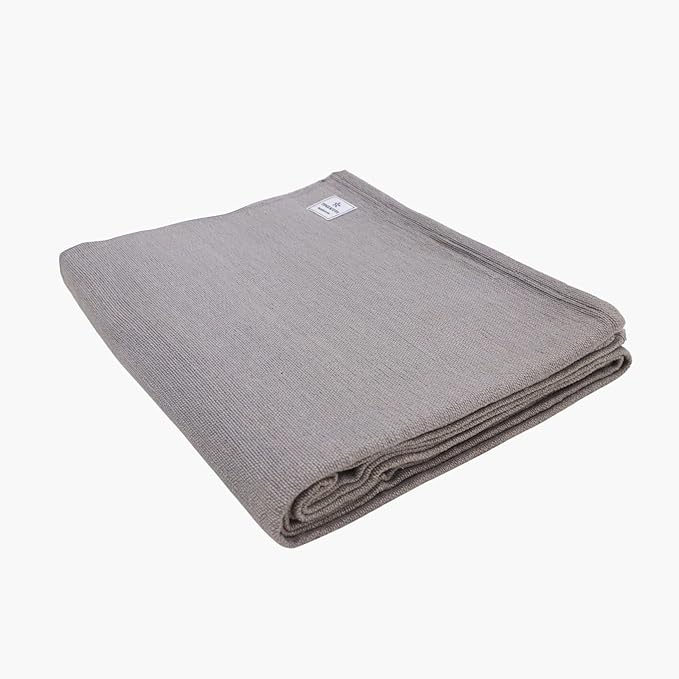 Yogikuti Iyengar Cotton Yoga Blanket Set of One – Thick Handwoven Yoga Blankets for Restorative Yoga, Meditation & Pranayama – Premium Cotton Yoga Blanket for Support & Comfort in Pranayama (Gray)