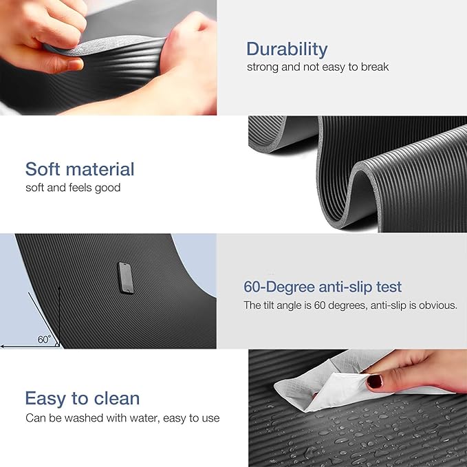 Thick Yoga Mat Non Slip, Large Size 72" L x 32" W x 0.6" TH, Premium Exercise & Fitness Mat with Carrying Strap and Bag, Workout Mats for Home