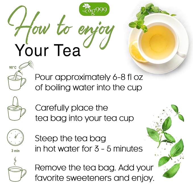 TOG999, Premium 60 Moringa Leaf Tea Bags, 100% Natural & Pure from Moringa Leaves. Loose Leaf Moringa Herbal Tea. Moringa Leaf Tea. No Sugar, No Caffeine, No Gluten, Vegan.
