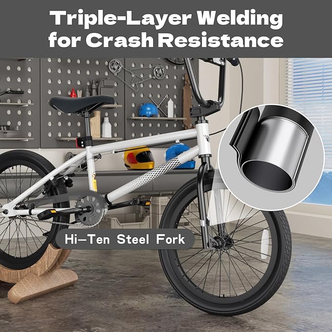 67i Boys BMX Bike 18/20 Inch Ages 8-12 Kids Bicycle with Front Rear U Brake Adjustable Seat Iron Fork 2.09" Wide Tires