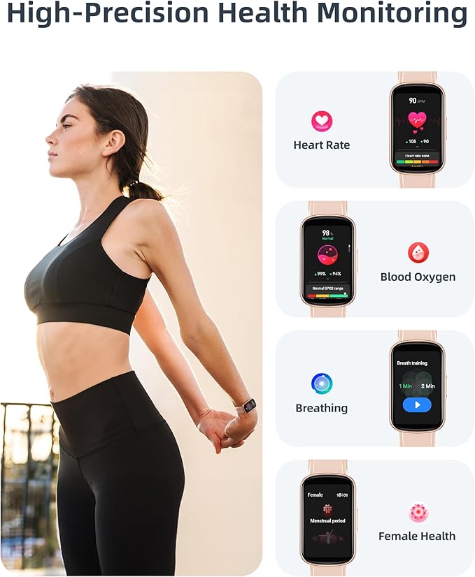Parsonver Fitness Tracker with Step Counter/Calories/Stopwatch, Health Activity Tracker with Heart Rate Sleep Monitor, IP68 Waterproof Smart Watch 110+ Sport Modes Pedometer Watch for Women, Rose Gold