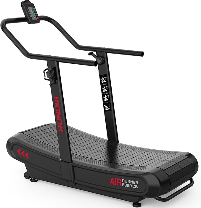 RUNOW Curved Treadmill with 4 Resistance Levels Non Motorized Manual Treadmill with LCD Display,Self Generated Air Runner for Home & Commercial Use 450LBS Capacity