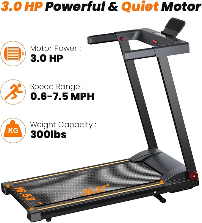 Treadmills for Home, 4-in-1 Foldable Treadmill with Incline, 300 LBS Capacity Running Treadmills for Home Small Spaces with Handles, 3.0 HP Folding Treadmill with Smart APP