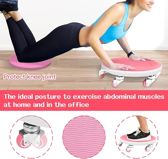 6 Caster Ab Roller, Ab Exercise Equipment with Knee Pads, Ab Roller Wheel for Core Exercise, Abdominal Strength Training for Home Gym, 360° Silent Ab Workout Equipment