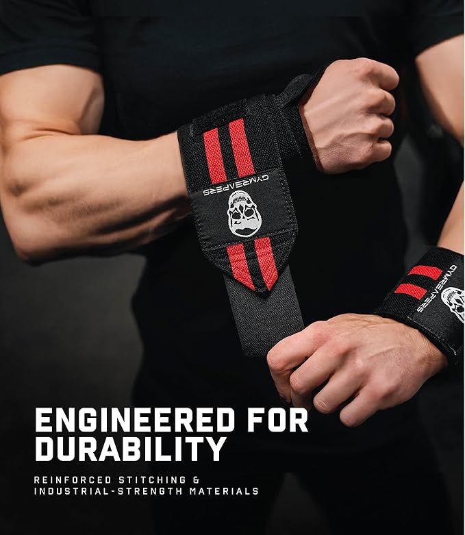 Gymreapers Weightlifting Wrist Wraps (IPF Approved) 18" Professional Quality Wrist Support with Heavy Duty Thumb Loop - Best Wrap for Powerlifting Competition, Strength Training, Bodybuilding