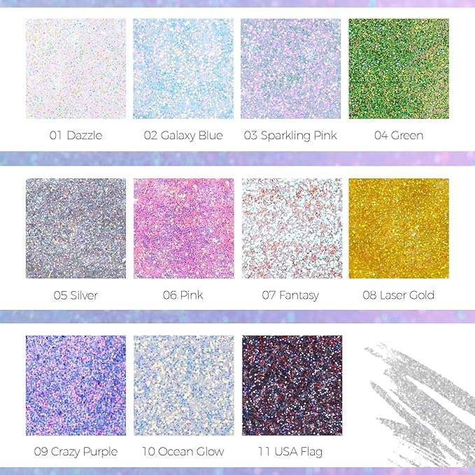 DAGEDA Body Glitter Gel, Roll-on Face Glitter for Mermaid Makeup Festival Rave Accessories, Holographic Hair Glitter Gel,Body Shimmer Halloween Makeup for Rave Party(Laser Gold)