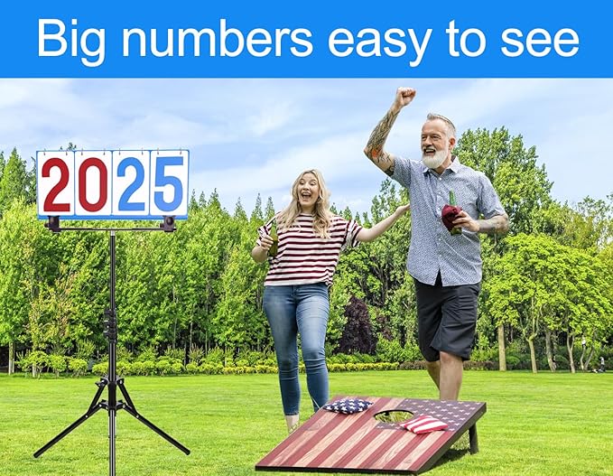 Purple River Manual Flip Scoreboard with Stand, Score Keeper for Outdoor/Indoor Games or Sports