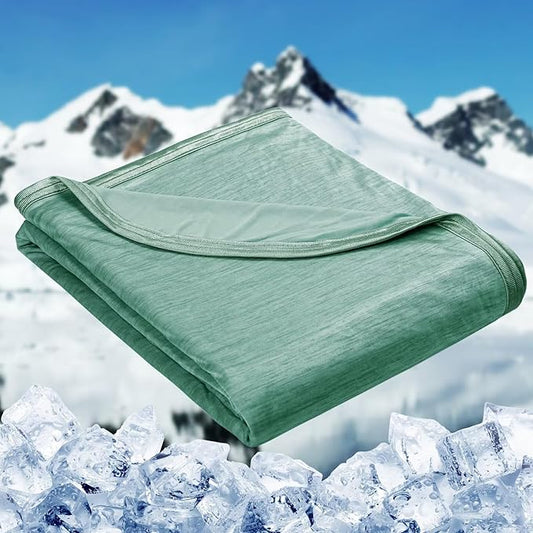 HOMFINE Cooling Blankets for Hot Sleepers - Summer Blanket Thin Lightweight Breathable Soft Double Side Enhanced Cooling for Bed Couch Sofa, Keep Cool for Night Sweats (Green, 60 x 80 inches)