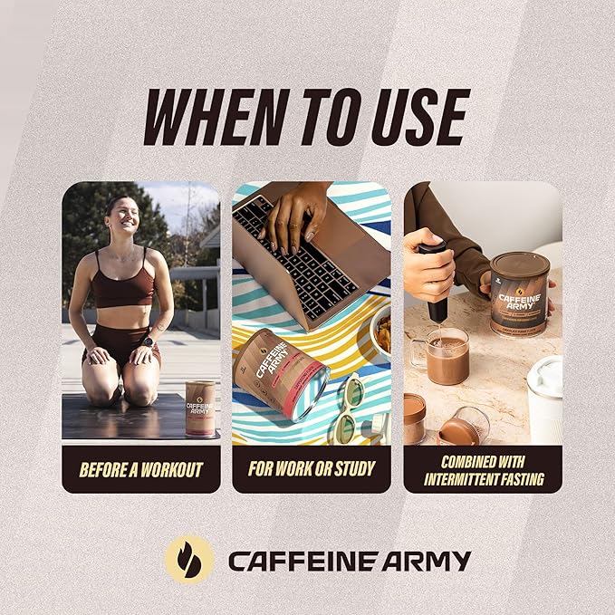 CAFFEINE ARMY Cappuccino | Comprehensive Functional Coffee with MCTs, CoQ10, Collagen and Adaptogens: Clean Energy + Supports Daily Attention, No Jitters or Crash (13.4 oz 38 Servings)
