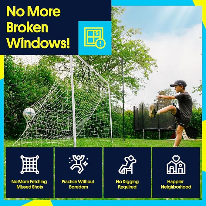 3-in-1 Soccer Training Rebounder & Goal Backstop Net - Soccer Goal for Volley, Passing, Solo Training - Outdoor Sports, Backyard Games