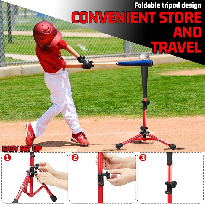 Baseball Tee for Kids,Batting Tee,Softball Tee,Youth Hitting Tee,Teeball Tee,Travel Tee,Easy Adjustable Height