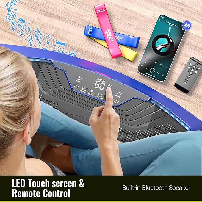 FLYBIRD 4D Vibration Plate 500 LBS Capacity, Oscillation, Linear, Pulsation Vibration Plate Exercise Machine, Triple Motors Vibration Plate for Bone Density Building & Lymphatic Drainage