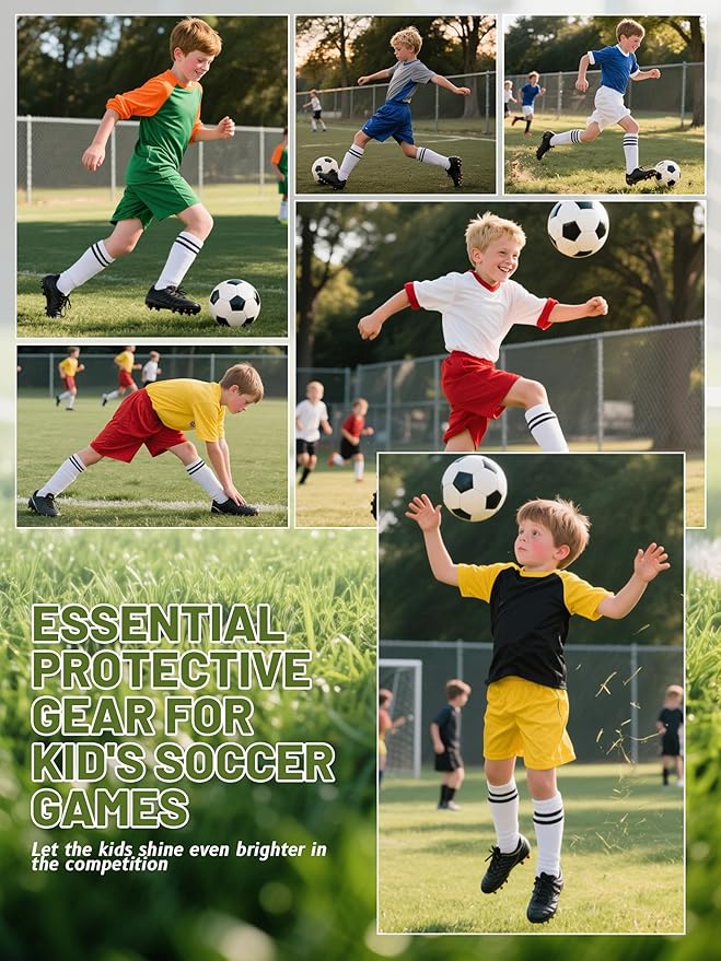 Kids Soccer Shin Guards, Youth Toddler Shin Pads with Sleeves and Soccer Socks for Age 3-16 Boys Girls Protective Lightweight Soccer Equipment