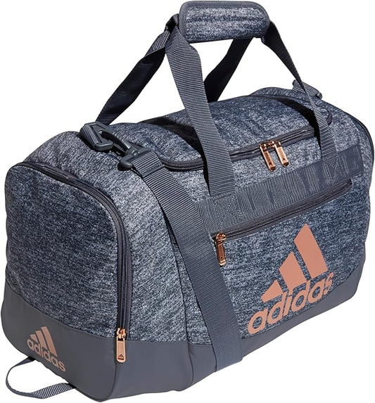 adidas Unisex Defender 4.0 Gym Duffel Bag for Men and Women, Jersey Onix Grey/Rose Gold/Onix Grey, Small (38L)