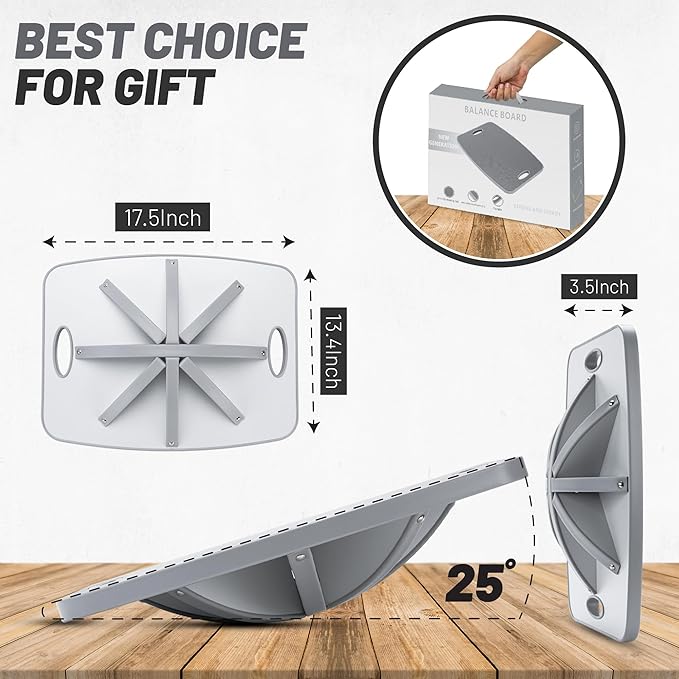 Advanced Wood Balance Board, Portable Non-Slip 500lb Rocking Board for Standing Desk, Physical Therapy, Yoga Practice, Core Strength Stability Balance Training Board for Men, Women, Kids and Seniors