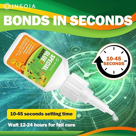 Arrow Fletching Glue, 30g Clear Fast-Dry Insert Adhesive for Arrow Vanes, Feathers & Fletching ??Super Bond Arrow Glue for Carbon, Aluminum & Wood Shafts, Waterproof & Precision Tip