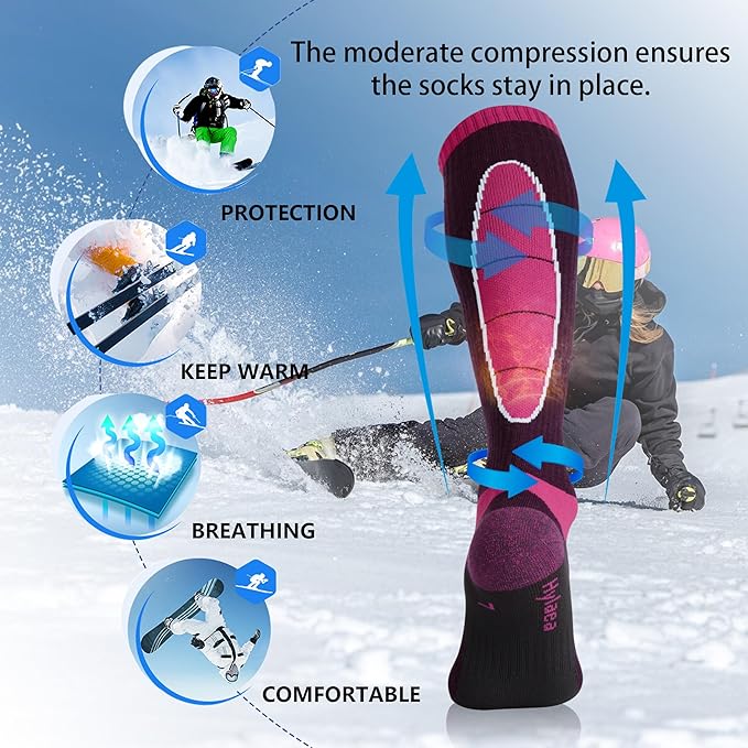 Hylaea Merino Wool Ski Socks, Cold Weather Socks for Snowboarding, Snow, Winter, Thermal Knee-high Warm Socks, Hunting