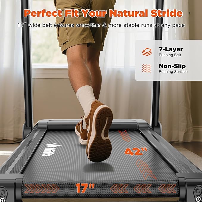 Treadmills for Home, Folding Treadmill with Auto Incline, 300 LBS Capacity, 8MPH or 10MPH Max Speed, Double Deck Shock-Absorbing Running Machine with Bluetooth, App, 64 Programs, Pulse Monitor