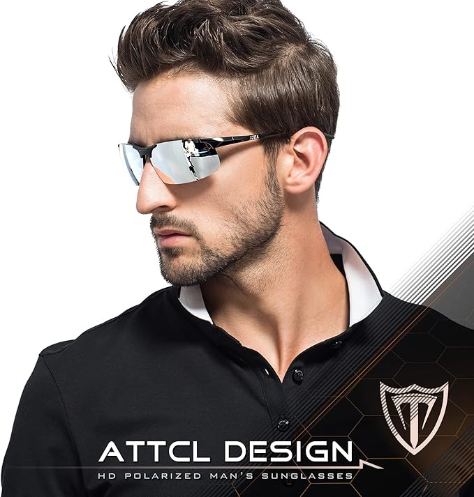 ATTCL Men's Sports Polarized Sunglasses Men for Driving running Fishing Golf - UV Protection Sun glasses Metal Frame