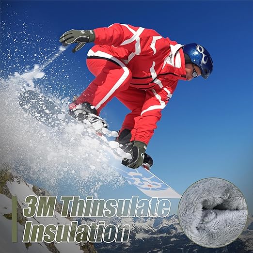 HANDLANDY Winter Insulated Work Gloves, 3M Thinsulate Thermal Water-Resistant Gloves for Men Women Touch Screen, Warm Ski Snowboard Cold Weather Gloves (Army Green, 2X-Large)