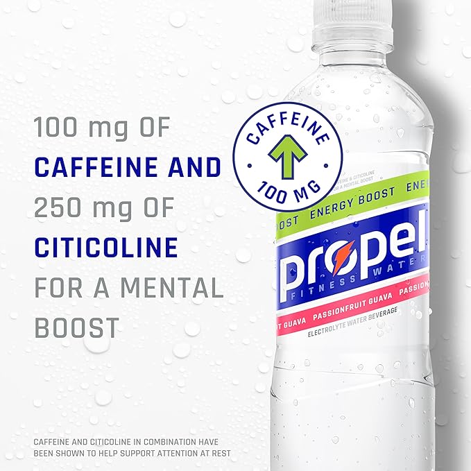 Propel Energy Boost Zero Calorie Flavored Water With Electrolytes and Caffeine, 3 Flavor Variety Pack, 16.9 fl oz Bottles (12 Pack)