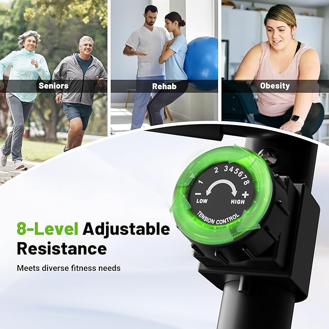 Caromix Recumbent Exercise Bike for Adults Seniors, Stationary Bike for Home with Comfortable Seat and Heart Rate Handle, Magnetic Resistance Indoor Cycling Bike with 300LBS for Cardio Workout