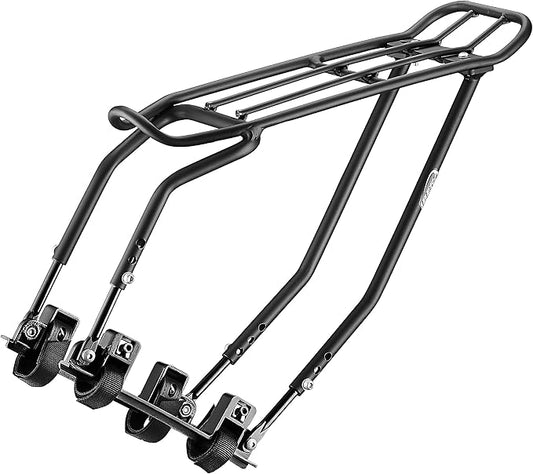 Ibera Bike Rack - Bicycle Touring Carrier Plus+ for Disc Brake/Non-Disc Brake Mount, Fat Tire Bikes, Frame-Mounted for Heavier Top & Side Loads, Height Adjustable for 26"-29" Frames