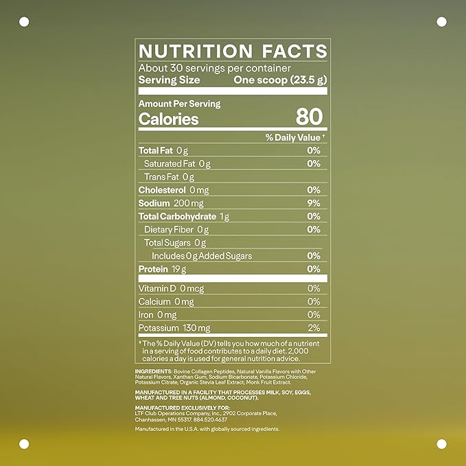 LTH Prime Collagen Peptides - Trusted by Life Time Fitness Members - Collagen Powder for Digestive Health - Supports Healthy Joints, Hair & Skin - from Grass-Fed Cows - Vanilla - 30 Servings