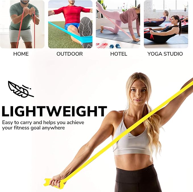 7Ft Long Resistance Bands for Stretching - Resistance Bands Set with Door Anchor - Exercise Bands Including Carry Pouch, E-Book & App - Latex-Free Workout Bands