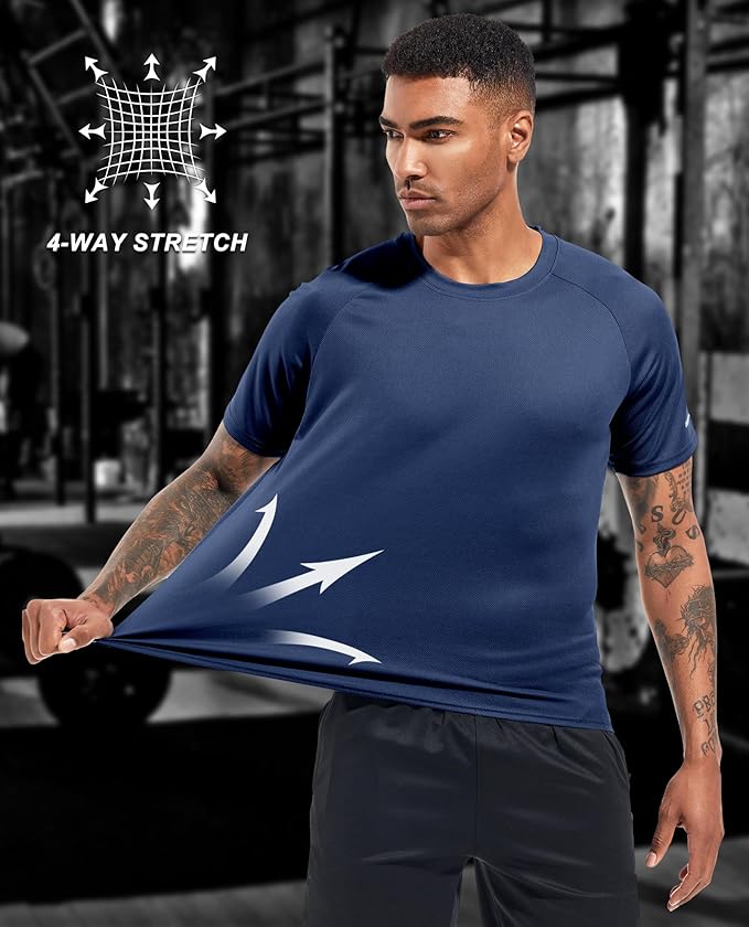 Boyzn 1, 3, 5 or 7 Pack Men's Workout Running Shirts, Dry Fit Moisture Wicking T-Shirt, Gym Athletic Short Sleeve Tee Shirts