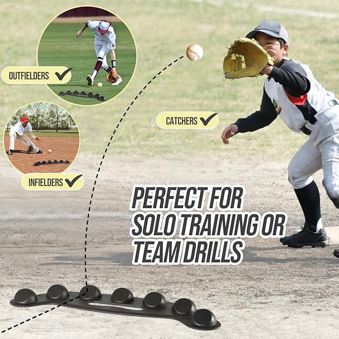 Baseball Softball Training Equipment,Easy to Use Baseball Fielding Trainer for Improving Fielding, Catching and Defensive Skill, Baseball Fielder Mat for Fielder,Catcher with Ground Stake