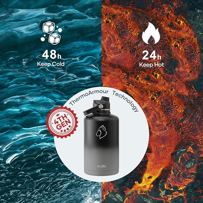 Insulated Water Bottle with Straw Lid, Modern Double Vacuum Stainless Steel Water Flask, Simple Half Gallon Water Jug, Metal Thermo Canteen Mug,87oz Sports Bottle