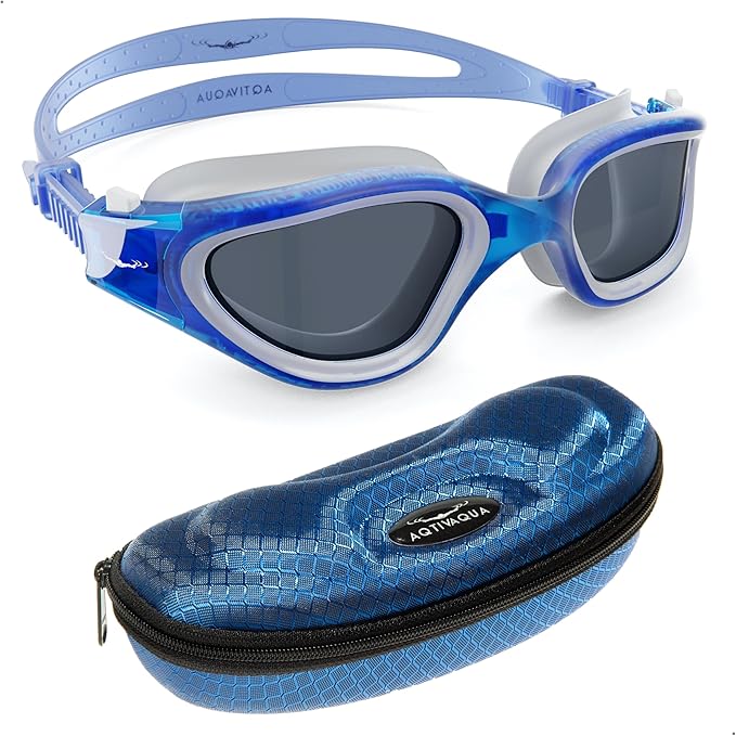 AqtivAqua Swimming Goggles, DX Wide View Swim Goggles for Adult Men Women, Anti Fog No Leaking