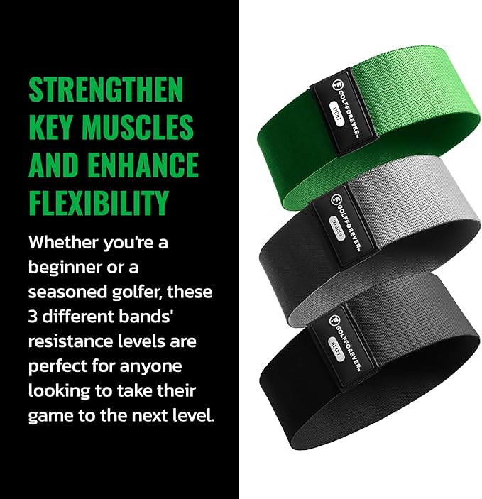 GolfForever Mini Bands Proven by Golfer Scottie Scheffler | Golf Training Premium Fitness Bands | Premium Golf Training Aid to Improve Strength Flexibility & Swing Posture | 3 Resistance Levels | 3pcs