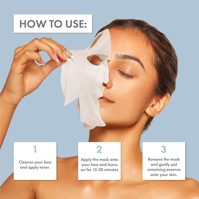 ESW Beauty Plant-Based Milk Face Masks - 4-Pack Variety Set - Hydrating, Radiance, Firming & Soothing with Avocado, Matcha, Blueberry, Vanilla & Oat Extracts for All Skin Types