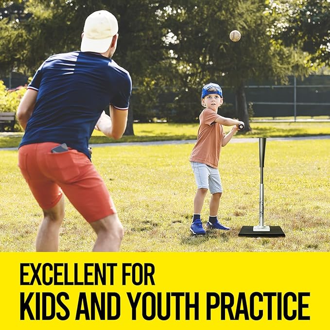 Baseball Batting Tee, Height Adjustable 20-27 inch for Kids and Youths, Durable Hitting Tee for Baseball/Softball with Rubber Top,Heavy-Duty Base| Easy Setup and Carrying