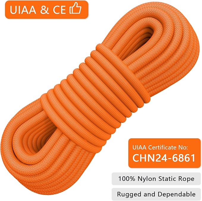 X XBEN Outdoor Climbing Rope 10M(32ft) 20M(64ft) 30M(96ft) 50M(160ft) 70M(230ft) 152M(500FT) 352M(1000FT) Static Rock Climbing Rope for Escape Rope Ice Climbing Equipment Fire Rescue Parachute