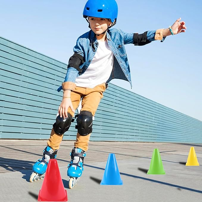 7" Soccer Cones for Training, 36 Pack Sports Agility Field Plastic Small Cones for Kids Skating Basketball Football Practice Drills, 6 Colors