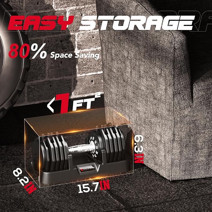 Keppi Adjustable Dumbbells Set-25lb/40lb/55lb/60lb, Anti-Slip Metal Fast Adjust Weight Handle, Exercise & Fitness for Full Body Workout - Adjustable Dumbbell Series